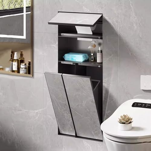 Labasuan Mobiletto da incasso 4 in 1 per nicchia doccia, cestino per rifiuti integrato, design a scomparsa con porta carta igienica, per bagno e ristorante