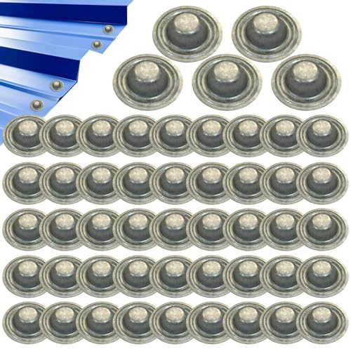 Tapones para tornillos de techo metálicas | 50Pc 3,5 cm Tapes pernos techo | Tapes metálicas impermeables proteger cabezas tornillos | Tapones plateadas inoxidables para reparaciones hogar