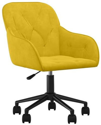 XHNIFBN Bürostuhl drehbar Gelb Schreibtischstuhl aus Samt höhenverstellbar mit Rollen, eleganter Drehstuhl für Home Office, Stabiler Polstersessel Belastbarkeit bis 110 kg