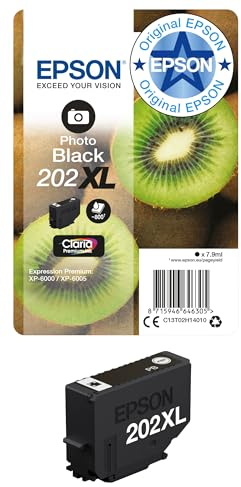 Epson Original 202XL Tinte Kiwi (XP-6000, XP-6005, XP-6100, XP-6105), fotoschwarz