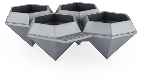 TrueZoo Jumbo Iced Out Diamond Ice Tray, Easy Release Silicone Ice Mold for Whiskey, Cocktails, Spirits, Iced Tea, Beverages, Bar Cart Accessories, Kitchen & Home Bar Gifts, Set of 1, Grey