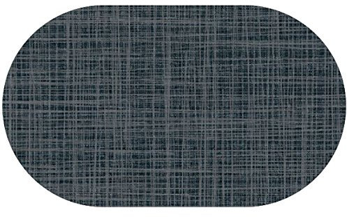 d-c-fix Wachstuch Leinen Look RUND OVAL Farbe & Größe wählbar Oval ca. 140 x 220 cm Grau Anthrazit abwaschbare Tischdecke