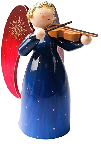 Wendt & Kühn Engel reich bemalt, groß, mit Violine, blau