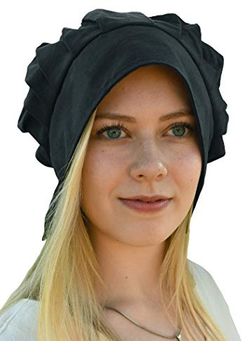 Battle-Merchant Mittelalter Haube mit gelegten Falten für Damen | Damenhaube, Mittelalterhaube, Kopfbedeckung, Baumwolle, Gewandung, Reenactment, LARP & Fantasy Cosplay