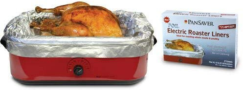 Pansaver Folienbräter für elektrische Bräter, 3 Packungen (6 Einlagen für Bräter) Passend für Bräter von 16, 18 und 22 Quart Ideal zum Braten von ganzen Fleisch.