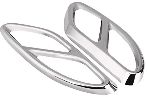 Tail Pipe Tips, Keenso 1Pair W205 Cover Car Tail Muffler Tip Pipe Cover Trims for C Class w205 Coupe GLC B Class w246 E Class w212 w213 C207 Coupe A Class w176 (Silver)