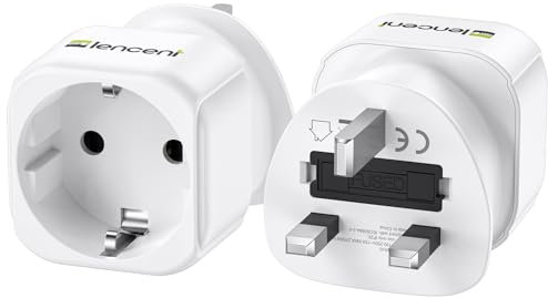 LENCENT 2 st Reseadapter Sverige/EU till UK Laddare, Typ G Laddningsadapter för Dator, Mobiltelefon Travel Adapter Plug, Socket Power Adapter Strömadapter för Irland, England, Skottland, Dubai, Malta