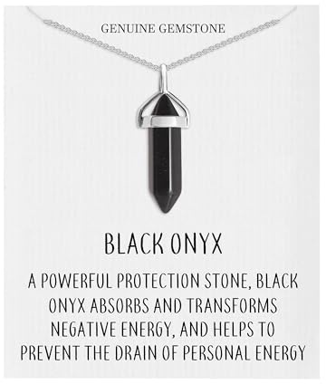 Philip Jones Black Onyx Gemstone Necklace with Quote Card