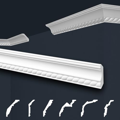 Marbet Deckenleisten weiß Sparpaket aus Styropor EPS - Stuckleisten gemustert, im traditionellen Design - (20 Meter B-01) Zierleiste Eckleiste Eckprofile Stuck