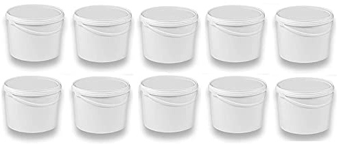 Silplast 10 x 10 Liter Eimer mit Deckel Weiß lebensmittelecht 10 Stück | Stapelbar, Kunststoffeimer, Milch-/Vorratseimer, Honigeimer, Lebensmittelbehälter, Leereimer für Mehl, Wassereimer