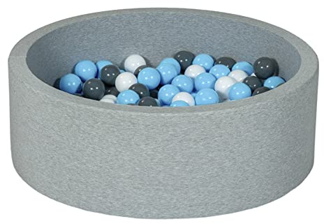 Velinda Bällebad Ballpool Kugelbad Bällchenbad Bällchenpool Kinder Pool mit 200 Bällen (Farbe der Bälle: weiß, hellblau, grau)