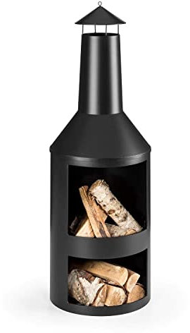 RESCH 502594 Terrassenkamin/Gartenkamin mit Funkenschutz, 45 x 135 cm, Feuerstelle Hitzebeständig & Rostfrei, Feuerkorb für Terrasse/Garten, Stabiler Stand, inkl. Schürhaken