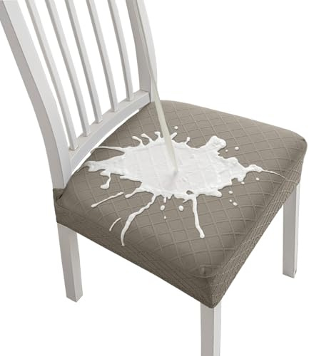 JUNZHE Stolsöverdrag set om 2/4/6 st stretch stolsöverdrag, avtagbart tvättbart universellt skydd för stolar, skydd för matrumsstolar, kök, hotell, restaurang, bröllop, kontor (taupe, 6 stycken)