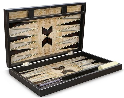 Luxus Trendy Backgammon Walnuss Optik XXL Tavla Gesellschaftsspiel