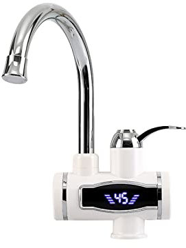 GDWD 220V Instant Tankless Electric Hot Water Faucet with LED Digital Display Kitchen Fast Heating Tap Water Heater Warm Water with 3 Seconds (Lower Water Inlet)