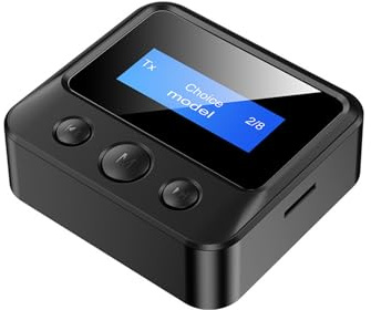 Receptor Transmisor Bluetooth 5.1, Adaptador Inalámbrico Bluetooth con Modos TX RX, Adaptador de Audio Bluetooth AUX de 3,5 Mm con Pantalla Digital LED para TV, de Sonido Doméstico, Altavo