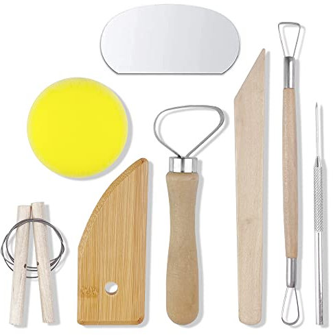 Gvolatee 8 Stück Modellier-Werkzeug Set, geeignet für anfänger,Holz Keramik Ton Werkzeuge Set Keramik Schnitzen Werkzeug für Töpfer Künstler Hochwertige Holz Keramik Ton Werkzeuge Set