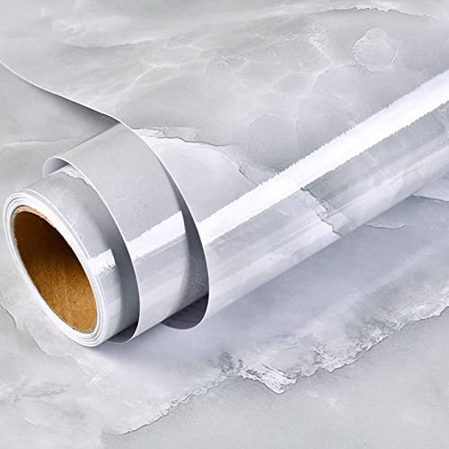 Bathroom Wallpaper, Vintage Grey White Stone Effect Pvc Peel And Stick Wallpaper Film Waterproof Sticky Vinyl Furniture Foil For Apartment Renovation For Furniture Kitchen,12Mx2.4M(472X94Inch)