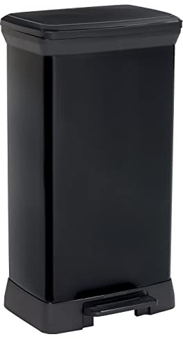 Curver | Poubelle Decobin 50 l Rect Carbone, Noir, 80% Matière Recyclée, 39 * 29 * 72 Cm(version précedente)