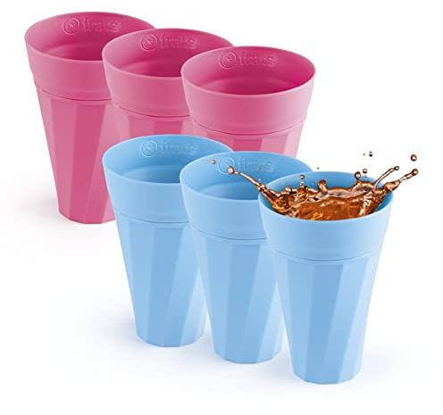 frats selbstkühlende Mehrwegbecher 3x blau & 3x pink (je 300ml) | Der Partybecher mit Kühlsystem - Kühlen ohne Eiswürfel, wiederverwendbar, stabil und belastbar | Für jede Party geeignet