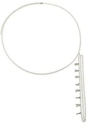 Stfery Bauchkette Rave, Körperkette Silber Taillenkette Anhänger Babygirl 115cm Legierung Kettengürtel Körperschmuck Frauen
