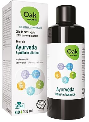 OAK ORGANIC Per NATURANDO Ayurveda Olio Da Massaggio 100 ML - Miscela di 10 Oli Essenziali Bio & Vegan per Relax e Massaggio