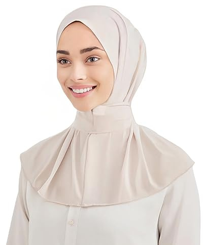 World of Shawls Instant Hijab para Mujeres y Niñas con Botones de Amarre en la Parte Trasera, Bufanda de Jersey de, Champán, Talla Única