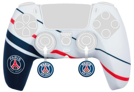 Konix PSG Coque de Protection pour Manette DualSense PS5 - Silicone - Appuie-Pouces - Bleu, Blanc et Rouge