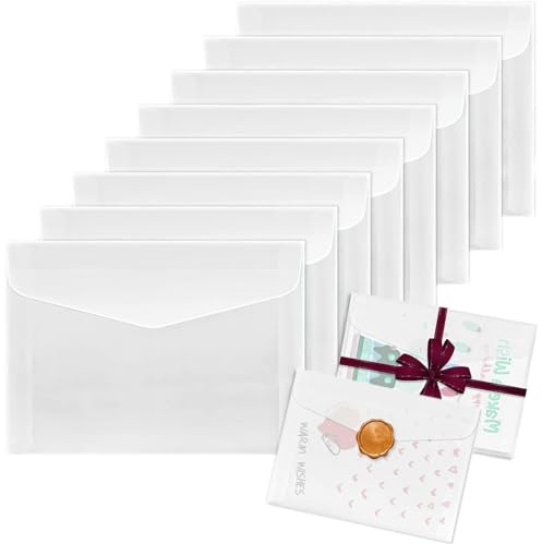Transparente Briefumschläge,20pcs Pergamentpapier für Einladungen Umschläge Durchscheinend Pergamentjacken,Sammeln von Briefmarken,Karten,Münzen,Hochzeit (22.5x15.5cm)