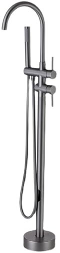 BiaoTeng Freistehende Badewanne Mit Armatur grau 360° Drehung Bodenmontage Badewannenarmatur Freistehend Badewannenarmatur Freistehend,grau