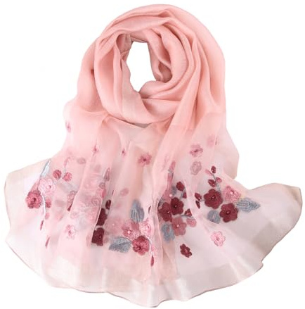 Sawekin Damen Schal Stola Halstuch Sommerschals Farbverlauf Stola Für Abendkleid Festlich Hochzeit Braut Seidenschal/Baumwolle Schal Ganzjährig (U-Rosa)