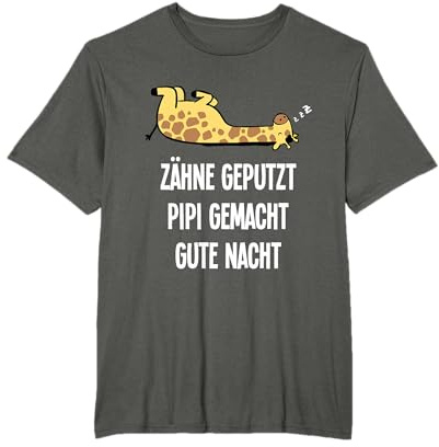 Giraffe Zähne Geputzt Gute Nacht Schlafshirt Nachthemd T-Shirt