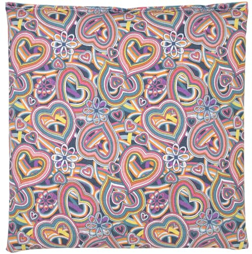 Cojín de semillas de uva (24 x 24 cm, tela ecológica), diseño de corazón psicodélico