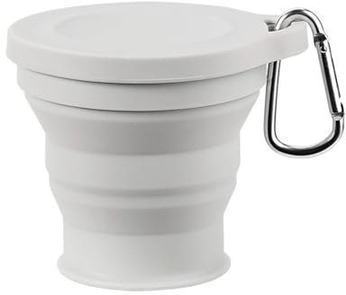 Silikon-Reisebecher, faltbar, Campingbecher mit Deckel, Karabiner, erweiterbare Trinkbecher, Outdoor, Wandern, Camping, Silikonbecher