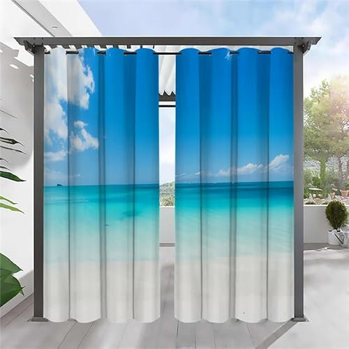 SYHIEGO Tende da Esterno Oceano Impermeabile 155x240cm,Tende da Sole per Esterno Con Anelli,Tende Cielo Blu Oscurante per Esterno Gazebo Balcone Pergola 2 Pezzi