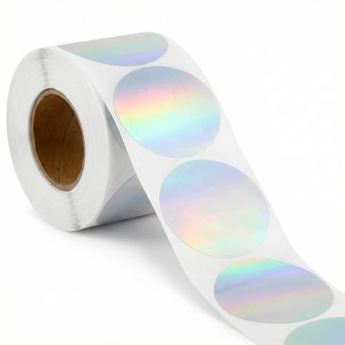 QWORK® 50 mm x 50 mm Laserkreis Thermo Aufkleber Etiketten, 400 Selbstklebende Thermoetiketten, Kompatibel mit Thermodruckern