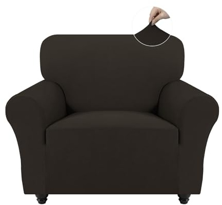 Easy-Going Sesselhussen aus Stretch-Fleece, rutschfest, 1 Stück, weiche Schonbezüge für Leder/Leinen, Einzelsofa, waschbare Couchbezüge, Möbelschutz für Haustiere, Hunde, Schokolade