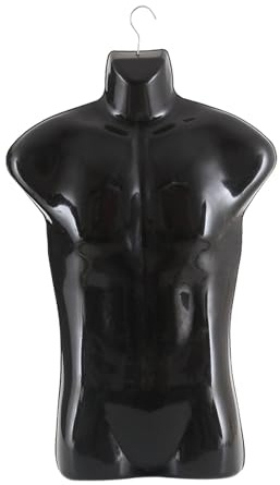 Harilla Männliche Schaufensterpuppe mit Kleiderbügel, Torso, Kleiderpuppe für den kommerziellen Markt, Einzelhandel, Schaufenster, Schwarz