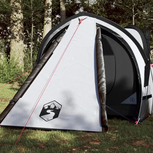 Homgoday Campingzelt 2 Personen Kuppelzelt Familienzelt Trekkingzelt Festivalzelt Gartenzelt Mit abnehmbarem Überzelt Wasserdicht Zelt für Camping Reise Trekking Weiß 320x140x120 cm 185T TAFT