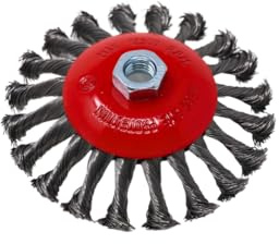 Disco de cepillo de alambre cónico de 125 mm para amoladora angular, alambre de acero trenzado, rosca M14, para eliminar el óxido, eliminar pintura y limpiar metal, madera, piedra, hormigón y