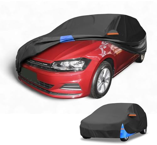 Partuto Aluminum Film Waterproof Car Cover for Hatchback Up to 163in | All-Weather Universal, Right Side Zipper, Black Blue, Durable Outdoor Protection