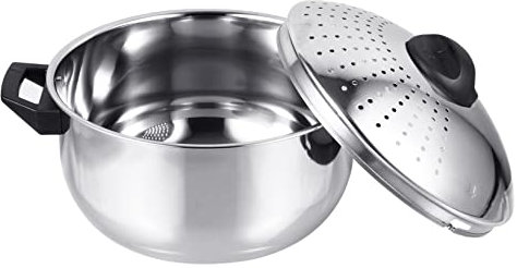 LALADEFIEE Olla Para Cocinar Fideos De Acero Inoxidable Con Tapa Segura Antiadherente Resistente y Portátil Para Sopas Arroces y Cocina Diaria