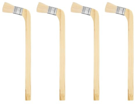 sourcing map Paint Brush 4Pcs 1 Brush Width Soft Wool Variety Angled Bend Brushes Radiator Paint Brush for Painting Furniture Walls Treatment, Light Brown