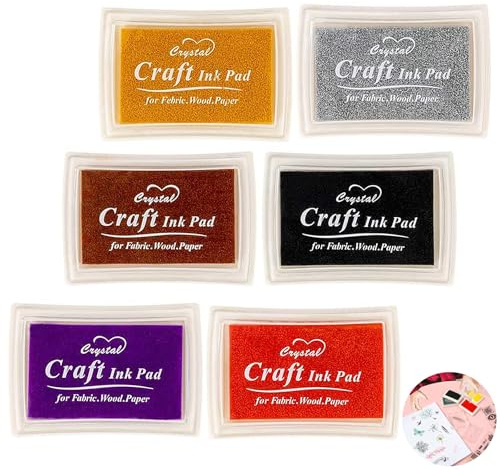 6 PCS Ink Pads for Stamping, Stamp Pad, Stamp Ink, Ink Pads for Stamping Card Making, Washable Stamp Ink Pad, for Use in Card Making, Paper Craft, Scrapbook, Canvas, Rubber Art