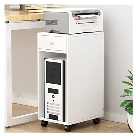 Soporte Torre PC Soporte de torre for PC con almacenamiento, soporte for CPU rodante de madera de 2 niveles con cajón, soporte for caja de PC con carrito de impresora móvil for oficina en casa Soporte