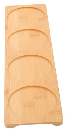Hemobllo Plateau sous-Verres Élégant Antidérapants en Bambou à 4 Emplacements Pratiques et Décoratifs pour Verres à Vin et Boissons, pour Table et Réceptions