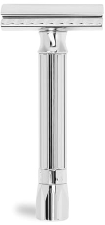 Merkur 500C Adjustable Safety Razor - Chrome | Classic Gloss | Two-Piece Premium Straight Cut | Ideal for Wet Shaving | Die-Cast Zinc | Brass Handle | Made in Germany