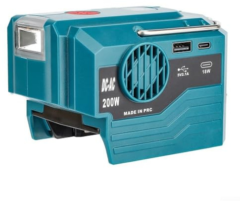 Generador inversor de 200 W con adaptador de batería Bosch de 18 V, perfecto para camping y uso de luz de trabajo (MT-220V)