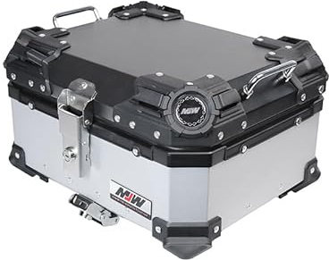 Cachpib Motorcycle Top Box, 28l Aluminium Alloy Waterproof Dustproof Motorbike Top Case Motorcycle Tour Tail Box with Security Lock