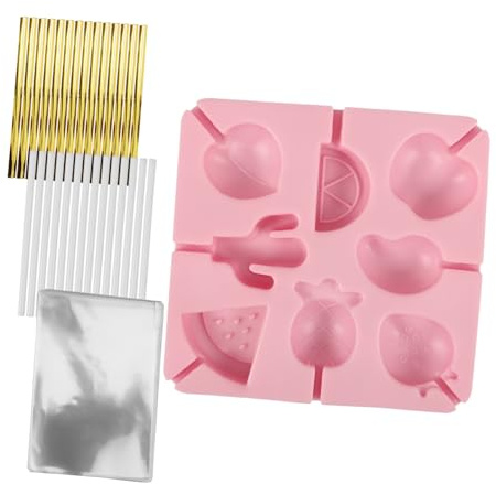 STOBAZA Moule à Sucettes Silicone avec Bâtons pour Chocolat et Bonbons DIY Kit Complet avec Sacs et Liens pour Fabrication de Friandises Maison